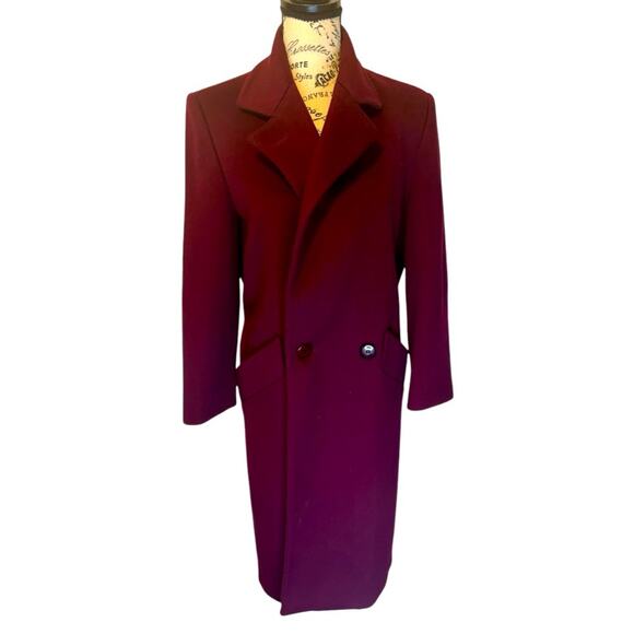 Vintage John Weitz Burgundy plumb structured wool coat. Made in USA. Size S 4/6 - Picture 1 of 9